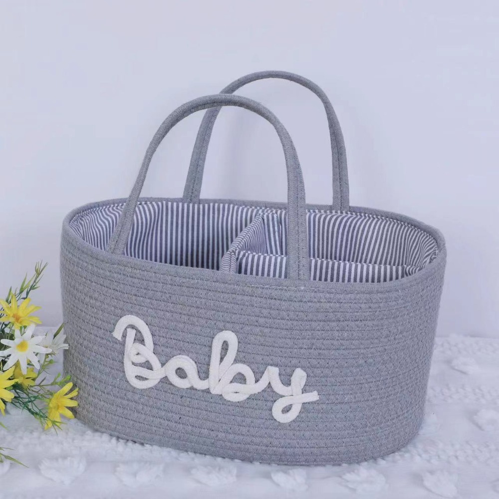 Basket Bag Wicker - Dayanıklı Büyük Kapasiteli Bebek Bezi Düzenleyici