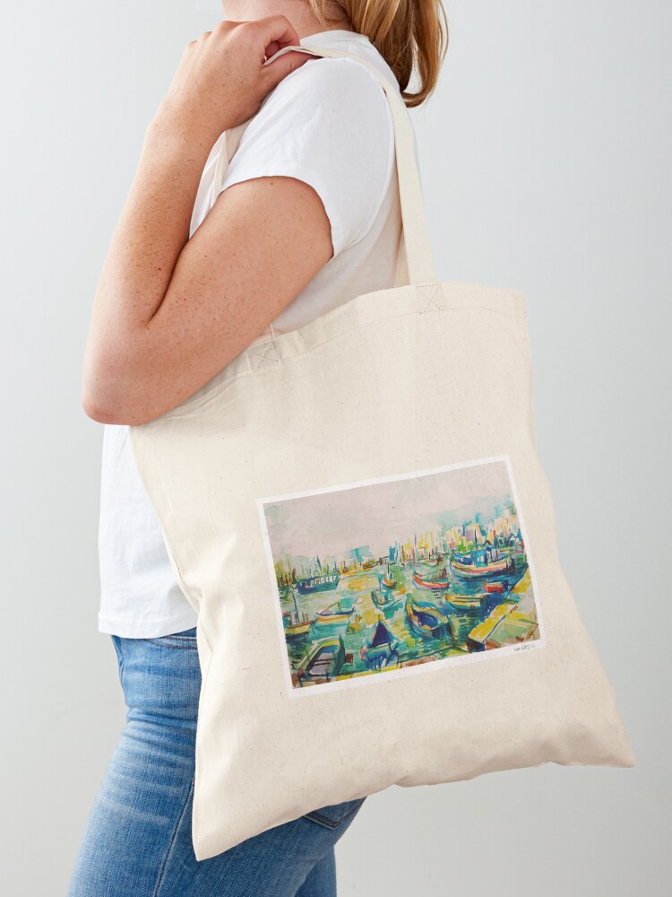 Women Bags Malta - Marsaxlokk Limanı, Malta, Suluboya Mürekkepleri Bez
