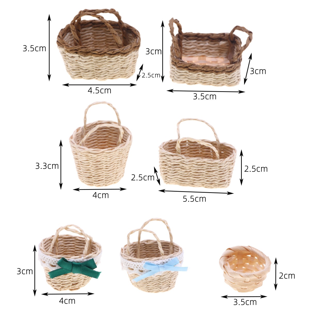 Basket Bag Wicker - 1 adet Dollhouse El Dokuma Lafite