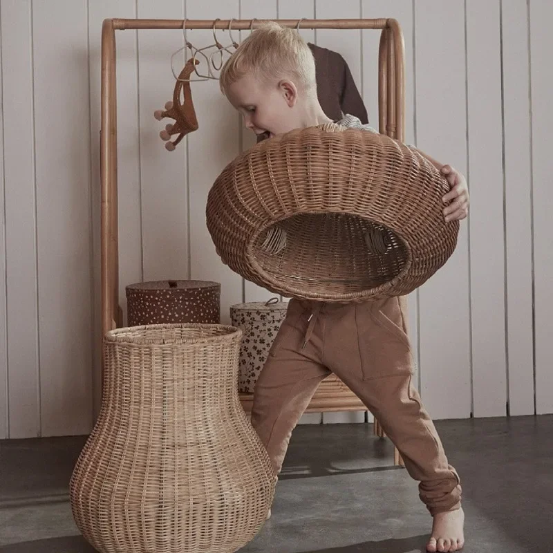 Basket Bag Wicker - İskandinav Rüzgar Rattan Dokuma Mantar Şekilli