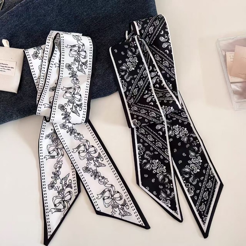 Women Bags Deals - Siyah Beyaz Çift Taraflı Paisley Uzun