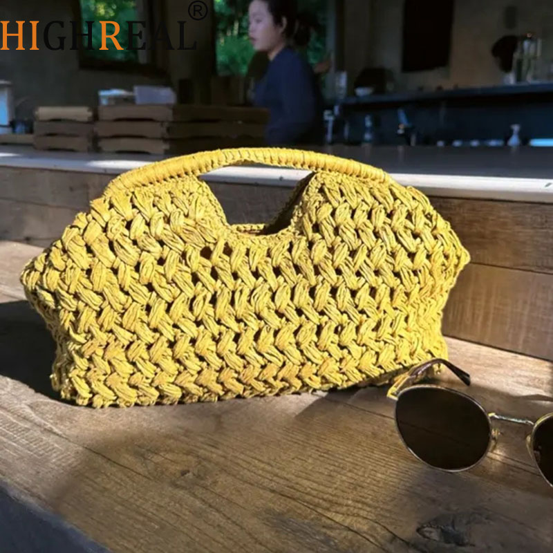 Women'S Raffia Bags - Zarif Bayanlar Zincir Dokuma Çanta Hasır