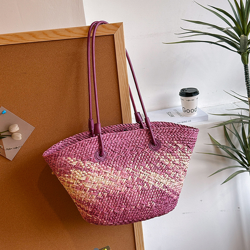 Basket Bag Wicker - Rahat Rattan Büyük Kapasiteli Tote Tasarımcı