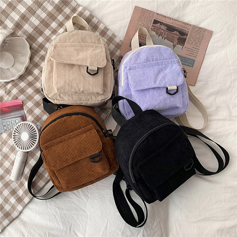 Mini Backpack Women - Düz Renk Mini Sırt Çantası Kadife
