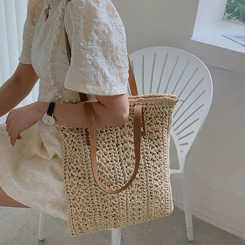 Kare Içi Boş Hasır Plaj Çantas - Women'S Raffia Bags incelemesi ve fiyatı